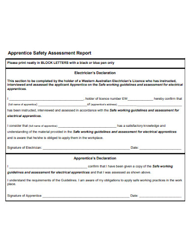 apprentice safety assessment report