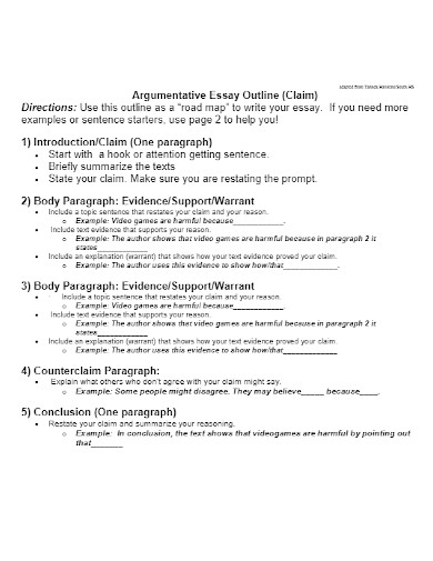 argumentative essay structure example
