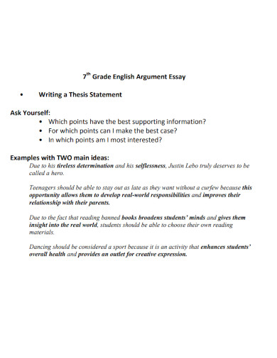 a thesis statement for argumentative essay