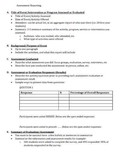 assessment evaluation report