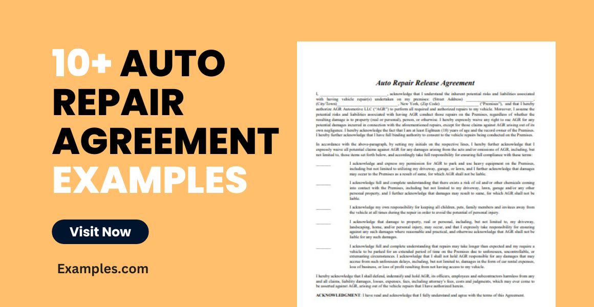 auto repair agreement examples