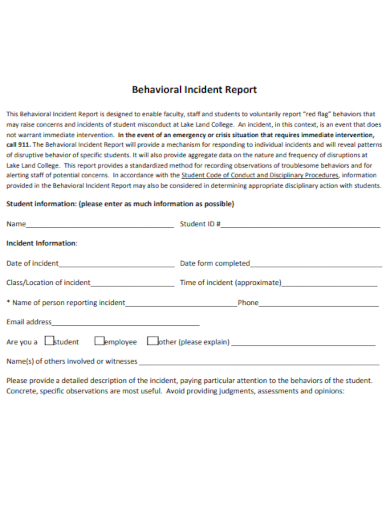 behavioralincident report