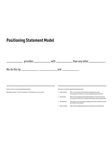 brand positioning model statement