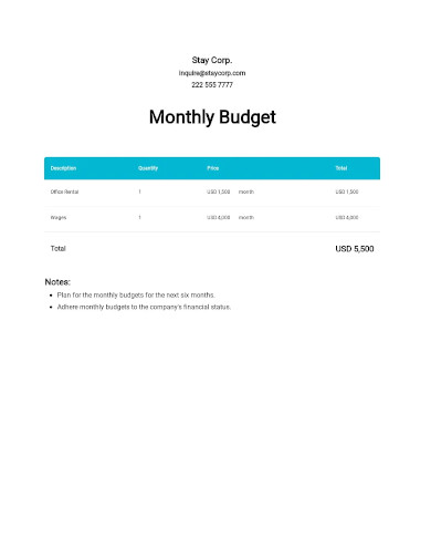 budget summary template