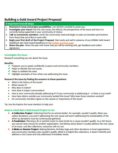 building a gold award project proposal