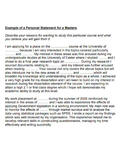 business masters personal statement