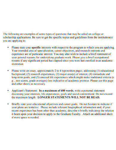 personal statement example for business management