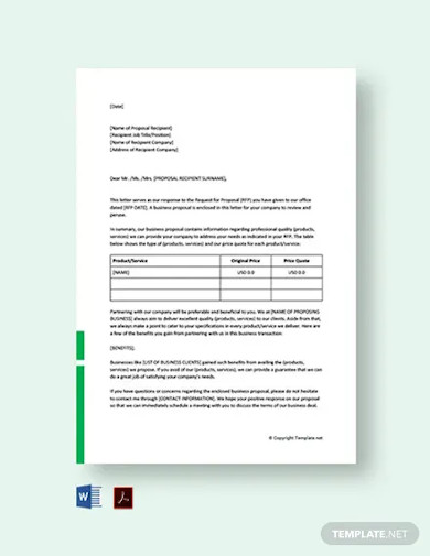 business proposal cover letter template