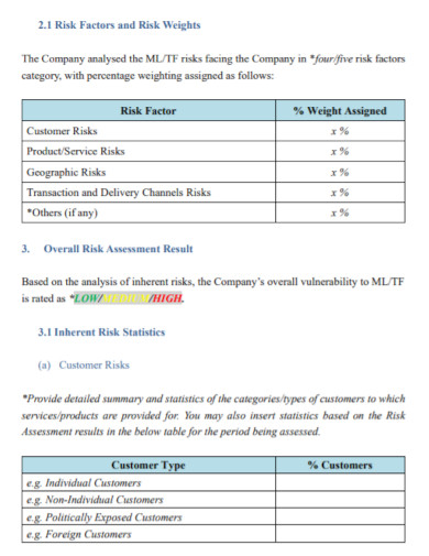 business risk assessment report