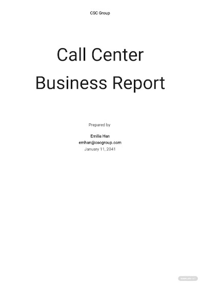 Call Center Budget Business Report Template