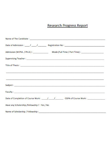 candidate research progress report