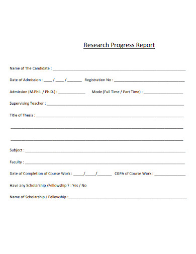 research performance progress reports