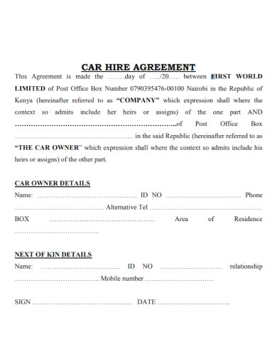 car hire lease agreement