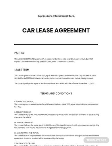 car lease agreement