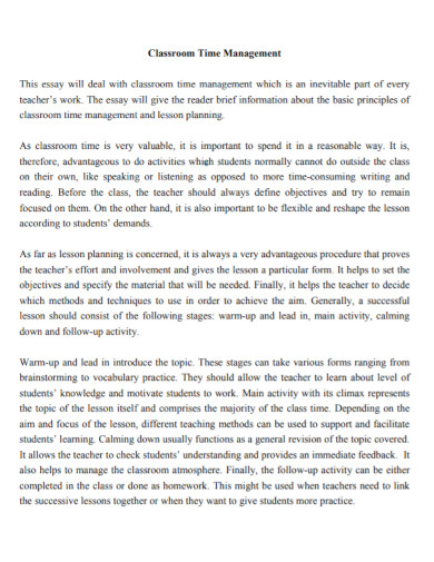 essay about time management in school