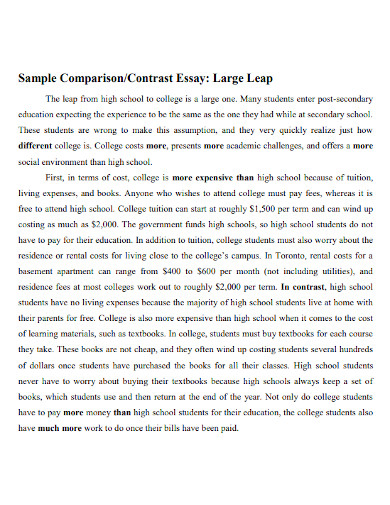 college comparison and contrast essay outline