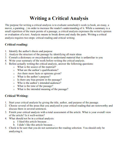 college critical essay analysis