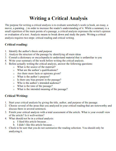 critical analysis essay examples in education