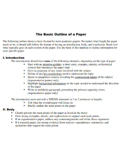 college research academic paper outline