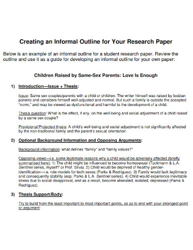 college research paper informal outline