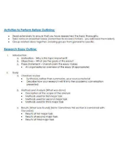 college research paper outline format