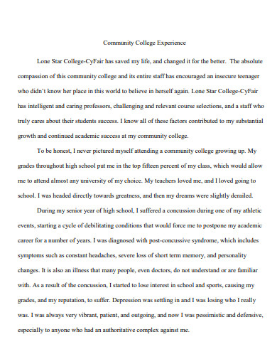 community college experience essay