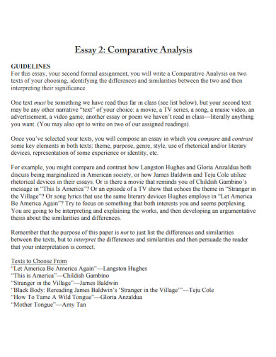 essay examples comparative