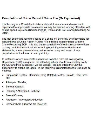 completion criminal investigation report