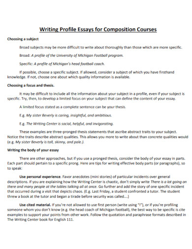 format for profile essay