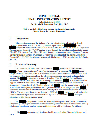 confidential final investigation report