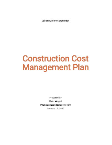 construction cost management plan template