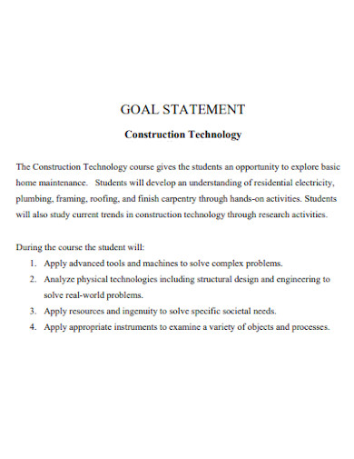construction technology goal statement