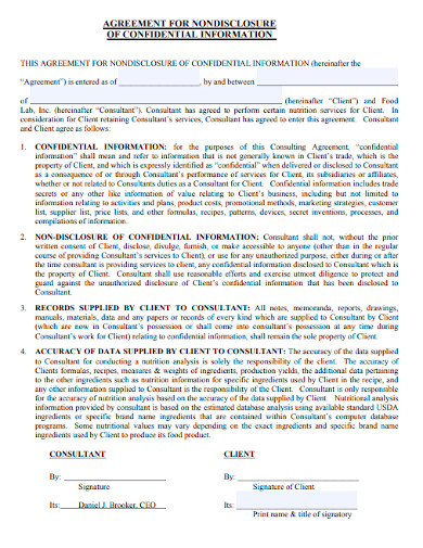 consultant confidentiality information agreement