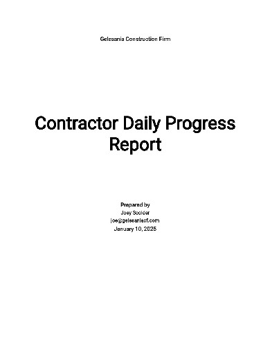 contractor daily progress report template