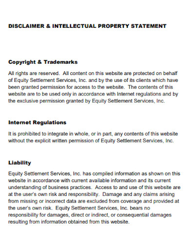 copyright intellectual property disclaimer statements