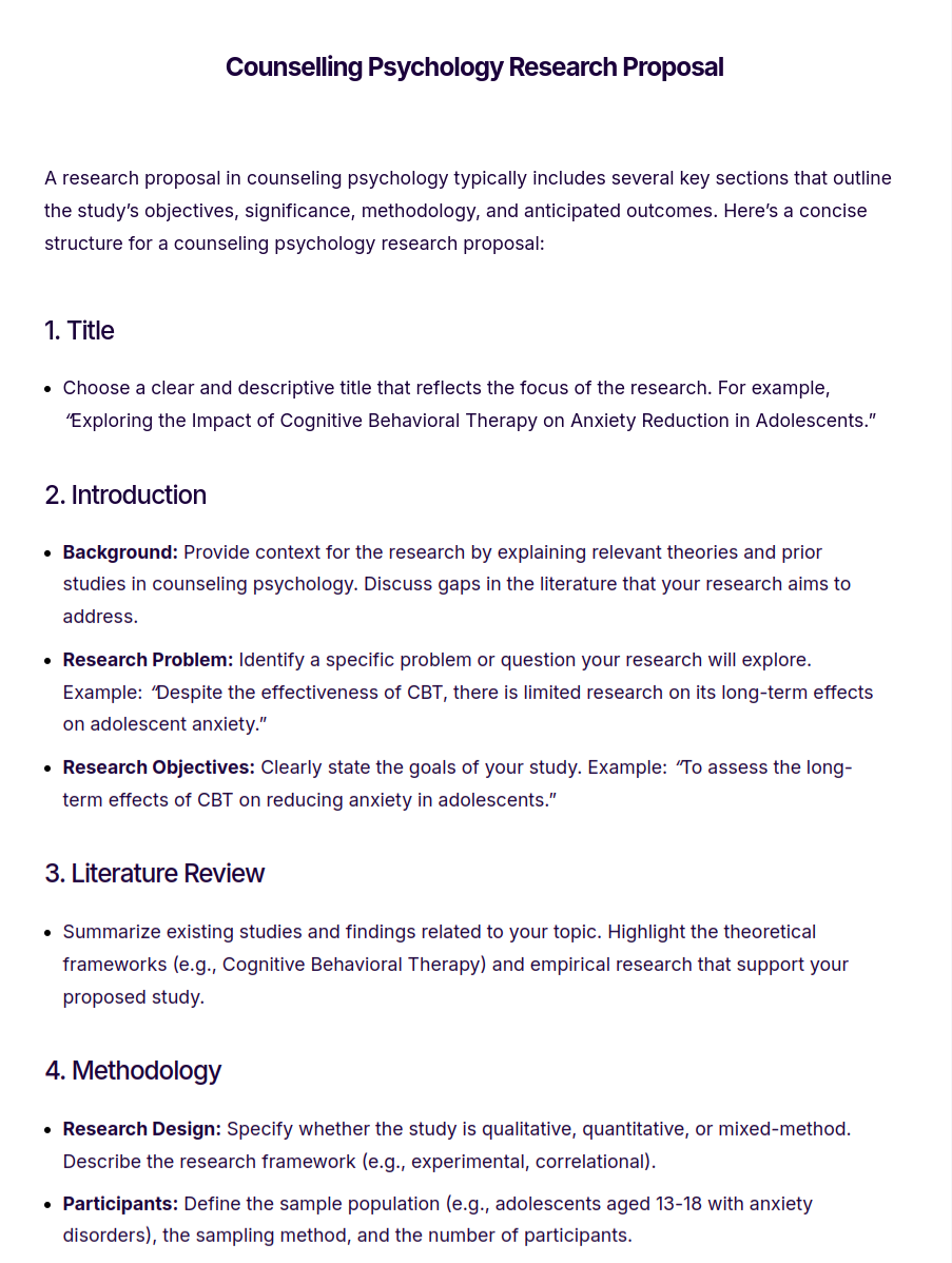 research proposal template psychology