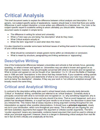 critical analysis services essay