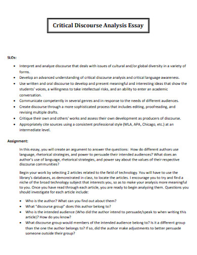 critical discourse analysis essay example