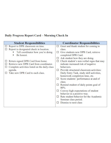 daily progress report card