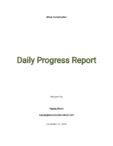 daily progress report template