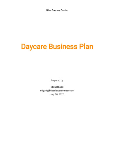 daycare business plan template