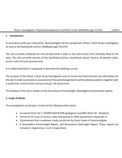 desk site investigation report