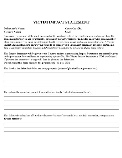 editable victim impact statement