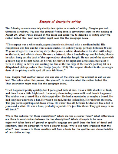 Descriptive Writing - 29+ Examples, Format, Pdf | Examples