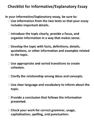 explanatory essay checklist