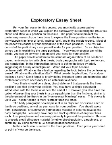 exploratory essays examples