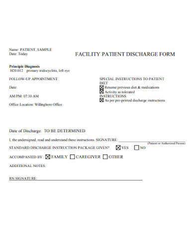 facility patient discharge form