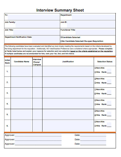 Interview Summary Sheet - 10+ Examples, Format, Pdf, Tips