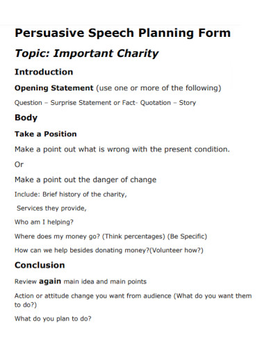 persuasive speech topics about charity