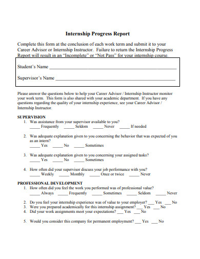 formal job progress report